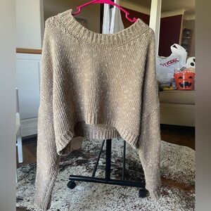 Don’t ask why cropped tan sweater